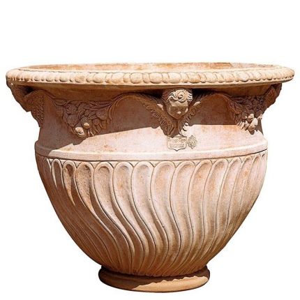Impruneta Terracotta, Vaso a Tortiglione, runder Pflanztopf, Blumentopf, Vase