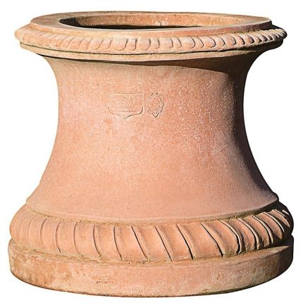 Impruneta Terracotta, Base del Vaso a Tortiglione liscia, Sockel, Basis, Streifendekor
