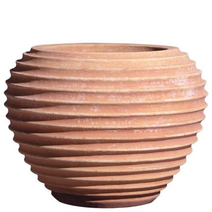 IImpruneta Terracotta, Palla Rigata, kugelförmiges Pflanzgefäß mit Streifen, Blumentopf