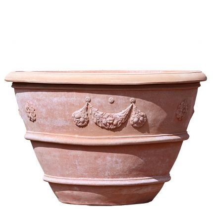 Impruneta Terracotta, Vaso Boboli, runder Pflanztopf, Blumentopf, Vase
