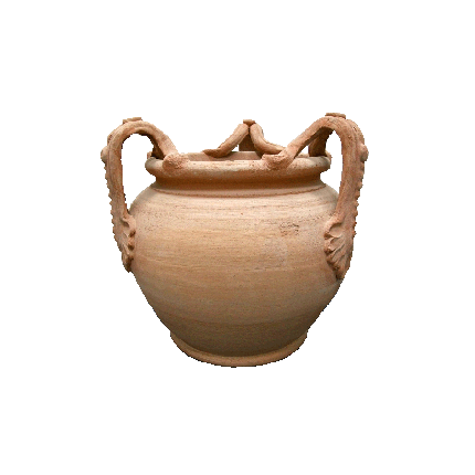 Galestro Terracotta Dekorationsgefäß – Vaso Per Tavolo Con Foglia – H 42 × D 48 cm