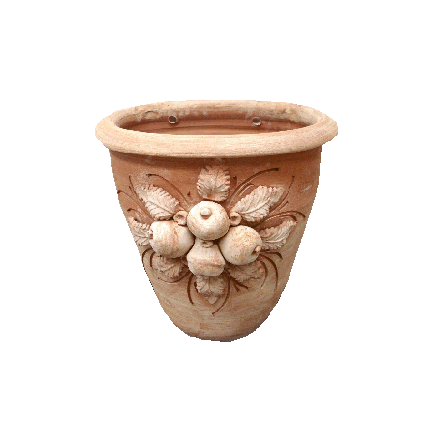 Galestro Terracotta Wandgefäß – Tasca Da Parete Con Mele – H 60 × D 50 × L 60 cm