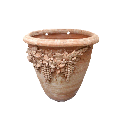 Galestro Terracotta Wandgefäß – Tasca Da Parete Con Uva – H 60 × D 50 × L 60 cm