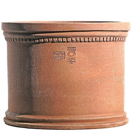Impruneta Terracotta, Cilindro con Bordie e Greca, runder Pflanztopf, Blumentopf, Vase