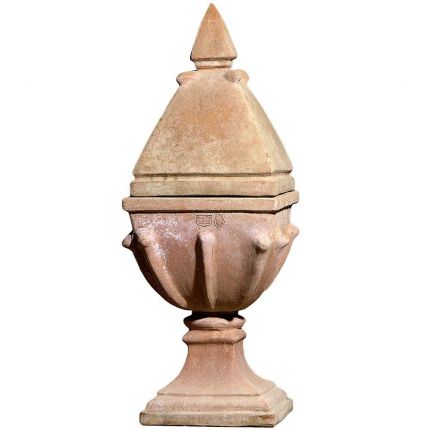 IImpruneta Terracotta, Alzata "Lucca" del  ´200 , Pflanztopf, eckig geformter und geschlossener Pokal mit Deckel