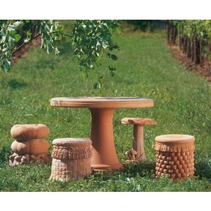 Impruneta Terracotta, Tisch tavolo con colonna, Gartentisch