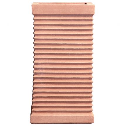 Impruneta Terracotta, Cassetta millerighe, Vierecktopf, Pflanzkasten, quadratisch, verziert, Streifendekor, Terracottatopf