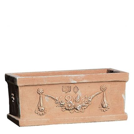 Impruneta Terracotta, Cassetta festonata, rechteckiges Blumengefäß