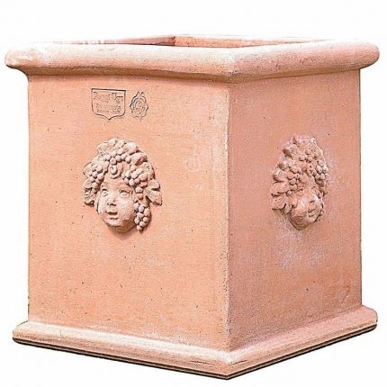 Impruneta Terracotta, Cassetta orlo tondo con bacco, Blumengefäß, Blumentopf