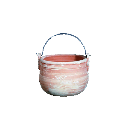Galestro Terracotta Dekorationsgefäß – Paiolo Con Manico In Ferro