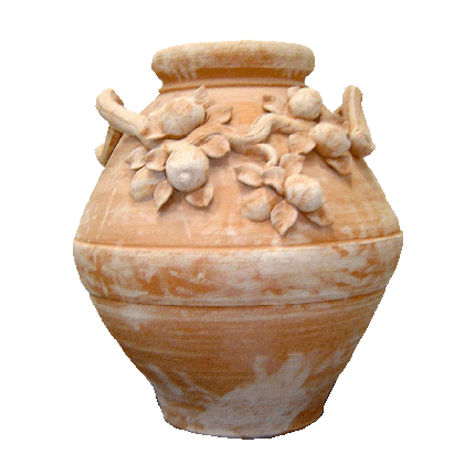 Galestro Terracotta Dekorationsgefäß – Vaso Con Tralcio Di Frutta Limoni – H 75 × D 67 cm