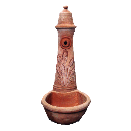Galestro Terracotta Brunnen oder Becken – Fontana Tagliata A Parete Con Grano – H 80 × L 50 cm