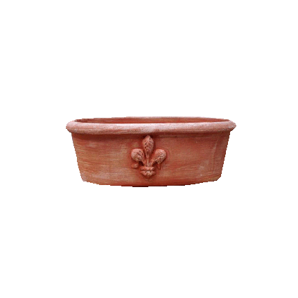Galestro Terracotta Ovales Pflanzgefäß – Ovale Con Giglio – H 15 × D 24 × L 42 cm