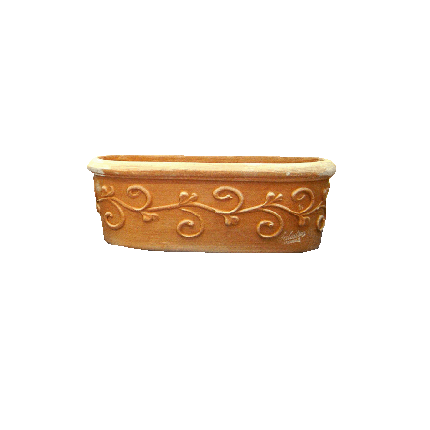 Galestro Terracotta Ovales Pflanzgefäß – Ovale Con Riccioli – H 15 × D 24 × L 42 cm