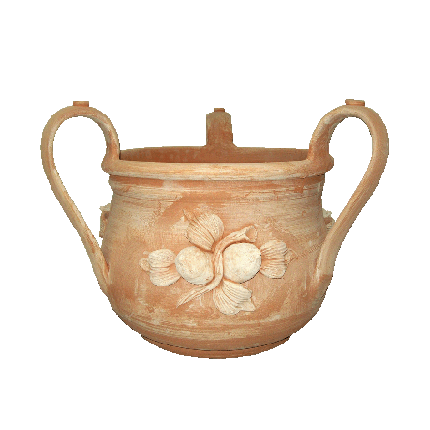 Galestro Terracotta Dekorationsgefäß – Vaso Per Tavolo Con Manici E Limoni – H 47 × D 48 cm