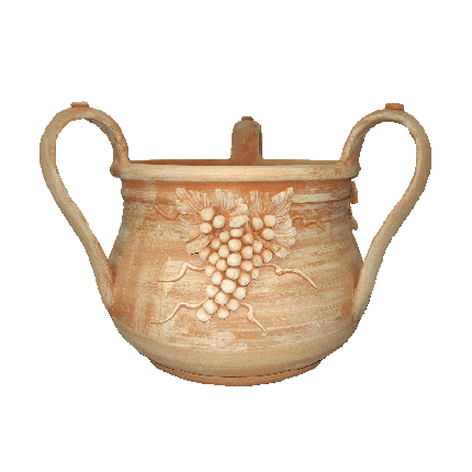 Galestro Terracotta Dekorationsgefäß – Vaso Per Tavolo Con Uva – H 47 × D 48 cm