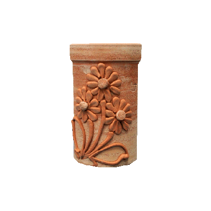 Galestro Terracotta Terracotta-Dekoration – Portabottiglia Con Fiori – H 21 × D 13 cm