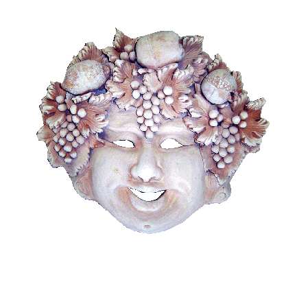 Galestro Terracotta Terracotta-Dekoration – Maschera Con Uva E Frutta – H 46 × L 48 cm