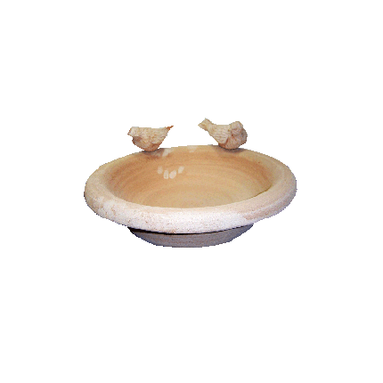 Galestro Terracotta Pflanzschale – Abbeveratoio Con Due Uccellini – H 10 × D 40 cm