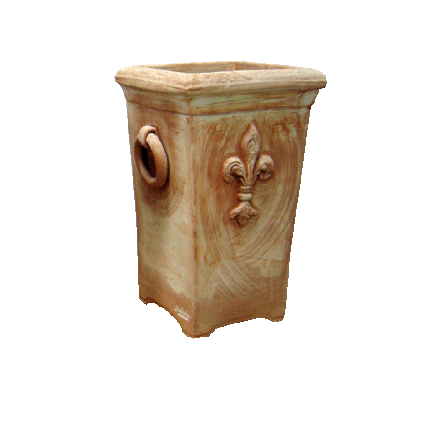 Galestro Terracotta Schirmständer – Vaso Quadro Con Giglio E Anelli – H 50 × D 30 × L 30 cm