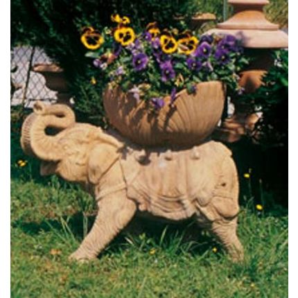 Impruneta Terracotta, Elefante Con Conchiglia, Base, Figur