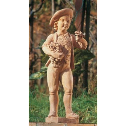 Impruneta Terracotta, Statua Giovanetto-inverno, Junge, Figur, Blumen