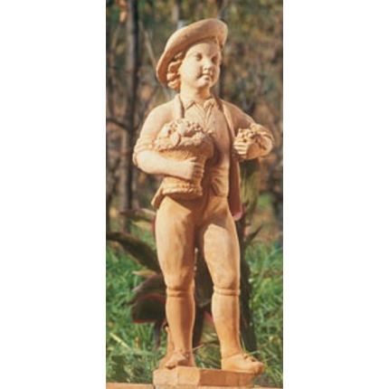Impruneta Terracotta, Statua Giovanetto-primavera, Junge, Figur, Blumen, Topf