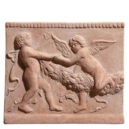 Impruneta Terracotta, Pannello "Danza Robbiana", Wandbild tanzende Engel, Putten, Dekoration, Relief