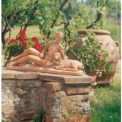 Impruneta Terracotta, Venere seduta con capriolo, Figur, sitzende Venus mit Hirsch