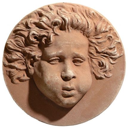 Impruneta Terracotta, Eolo, rundes Wandbild "Wind", Dekoration, Relief