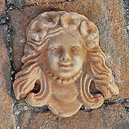 Impruneta Terracotta, Bambina con Collana, Wandbild Mädchen mit Kette, Dekoration, Relief