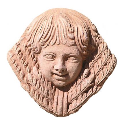 Impruneta Terracotta, Bambina Spighe Grano, Wandbild Mädchen Weizenähren, Dekoration, Relief