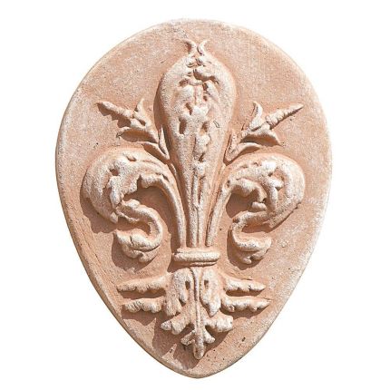 Impruneta Terracotta, Giglio di Firenze in Goccia, Wandbild "Lilie von Florenz", Schild, Dekoration