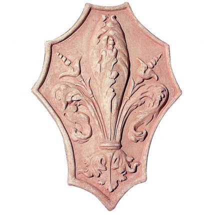 Impruneta Terracotta, Giglio di Firenze in Scudo, Wandbild "Lilie von Florenz", Schild, Dekoration