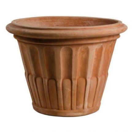 Impruneta Terracotta, Vaso Baccellato, runder Pflanztopf, Blumentopf, Vase
