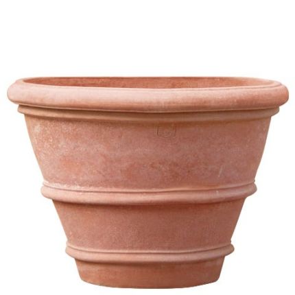Impruneta Terracotta, Vaso Bearesi con Orli, Wandtopf mit Streifen, Pflanzgefäß