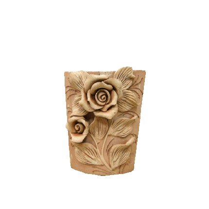 Galestro Terracotta Terracotta-Dekoration – Tegolino Con Rosa – H 22 × D 18 × L 22 cm