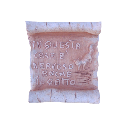 Galestro Terracotta Terracotta-Dekoration – Pergamena Il Gatto – H 28 × D 22 cm