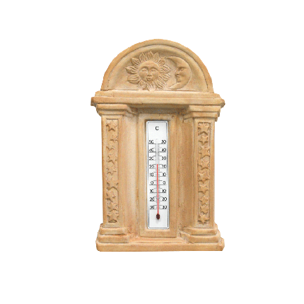 Galestro Terracotta Terracotta-Uhr – Termometro Colonnetta – H 28 × D 17 cm