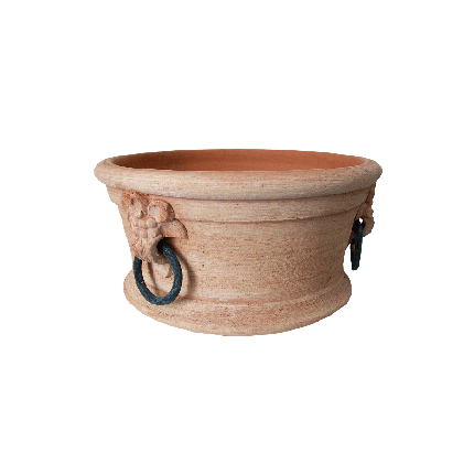 Galestro Terracotta Pflanzschale – Ciotola A Tre Anelli In Ferro – H 18 × D 36 cm