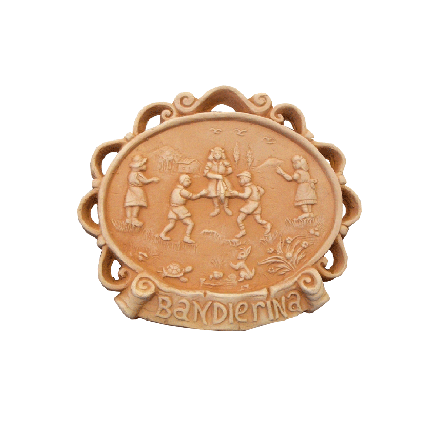 Galestro Terracotta Terracotta-Dekoration – Ovale Con Gioco Bandierina – H 21 × D 19 cm