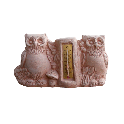 Galestro Terracotta Terracotta-Uhr – Gufi Con Termometro – H 12 × L 23 cm