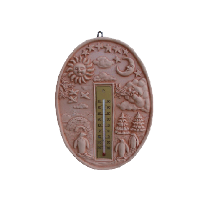Galestro Terracotta Terracotta-Uhr – Termometro Quattro Stagioni – H 24 × D 17 cm
