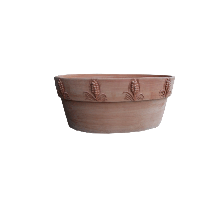 Galestro Terracotta Ovales Pflanzgefäß – Ovale Con Grano – H 24 × D 31 × L 55 cm