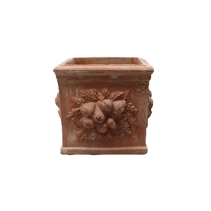 Galestro Terracotta Eckiges Pflanzgefäß – Cubo Con Frutta – H 25 × D 25 × L 25 cm
