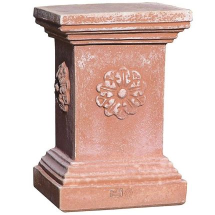 Impruneta Terracotta, Colonna Quadrata con Borchia, quadratische Säule mit Ornament, Sockel