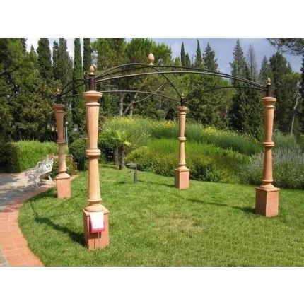 Gazebo Rococò Struttura Metallica Verniciata, Con Colonne in Cotto, Säulen