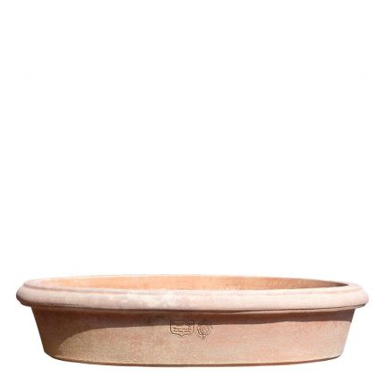 Impruneta Terracotta, Zangola da Baccala, Pflanzschale, Blumenschale, oval, flach, grau, schlicht, Terracottaschale, Vogelbad, Vogeltränke