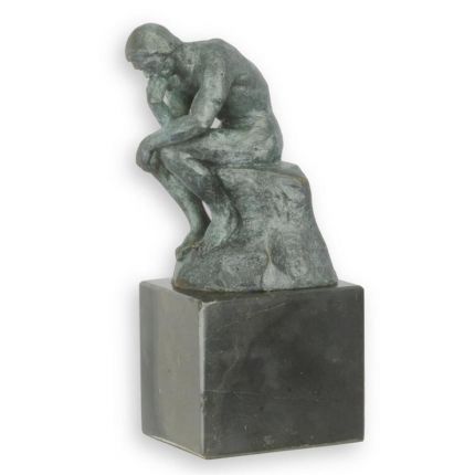 Bronzefigur "Der Denker" mit grünem Finish, A BRONZE SCULPTURE OF THE THINKER - GREEN FINISH