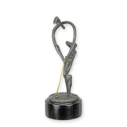 A MODERNIST BRONZE SCULPTURE OF A GOLFER